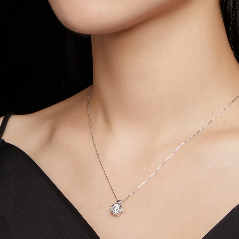 (kép) Pandora stílusú nyaklánc 1 karátos Moissanite-tel - MSN013 - Megtekintés 6
