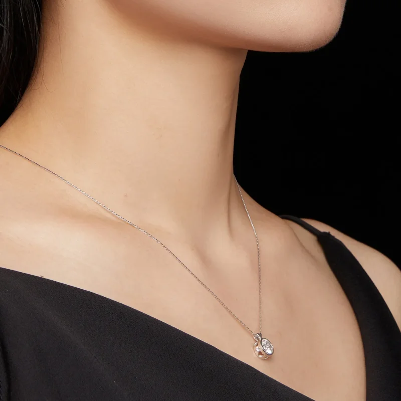 (kép) Pandora stílusú nyaklánc 1 karátos Moissanite-tel - MSN013 - Megtekintés 7