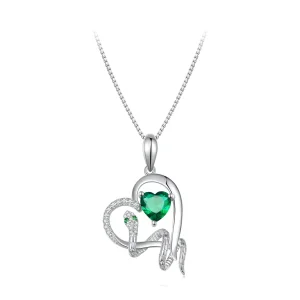 Pandora stílusú nyaklánc kifinomult kígyóval körbefonva, szív alakú - BSN327 (kép) Pandora stílusú nyaklánc kifinomult kígyóval körbefonva, szív alakú - BSN327