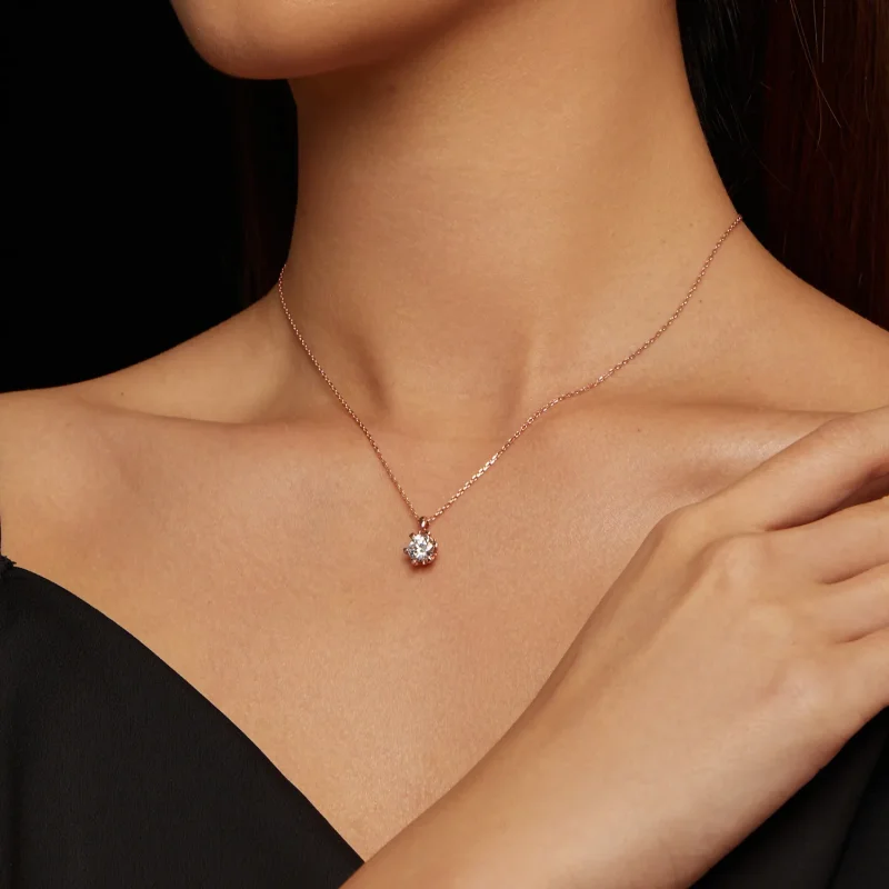 (kép) Pandora stílusú nyaklánc luxus Moissanite-kővel - MSN006-C - Megtekintés 6