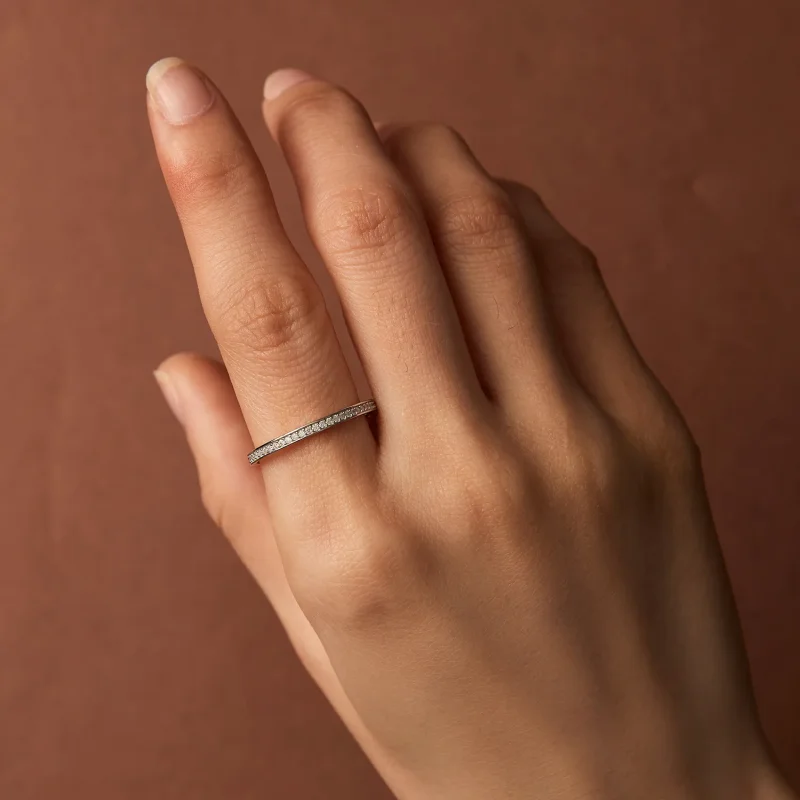 (kép) Pandora stílusú Pave Moissanite Gyűrű - MSR030 - Megtekintés 6
