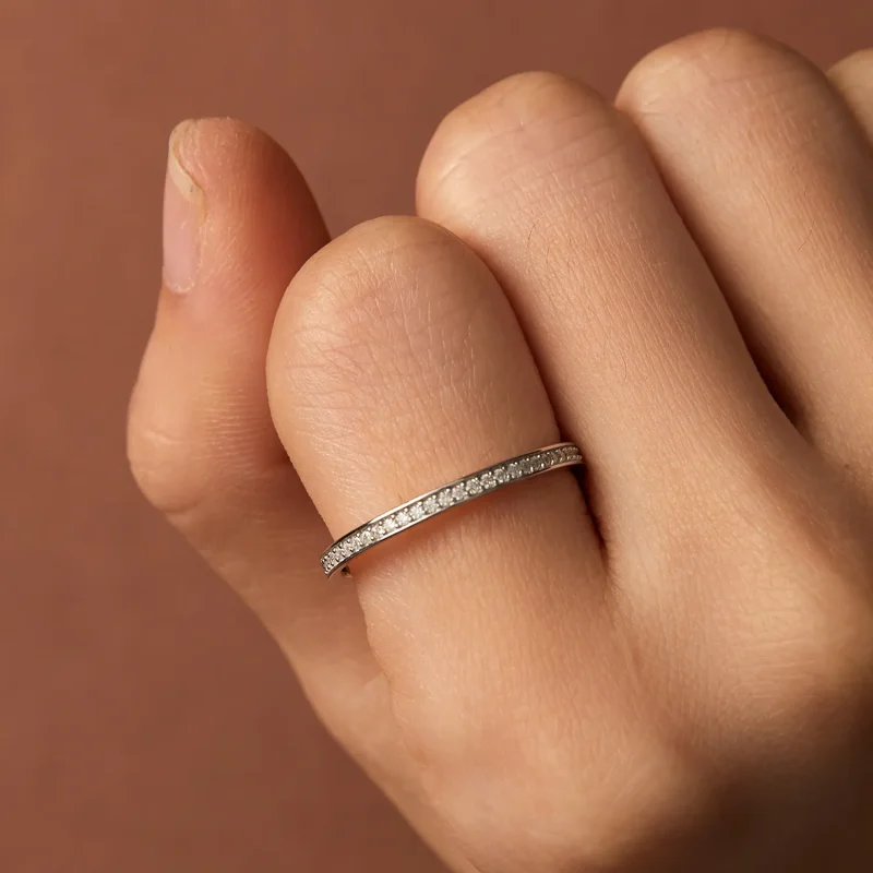 (kép) Pandora stílusú Pave Moissanite Gyűrű - MSR030 - Megtekintés 7