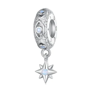 (kép) Pandora stílusú Ördögszem Csillag Spacer Charm - BSC857