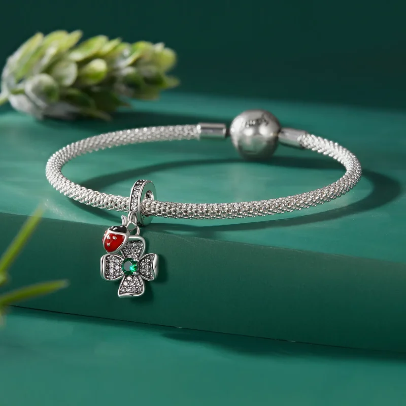 (kép) Pandora stílusú szerencsés lóhere katicabogár medál charm - SCC2523 - Megtekintés 3