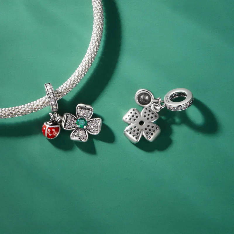 (kép) Pandora stílusú szerencsés lóhere katicabogár medál charm - SCC2523 - Megtekintés 4