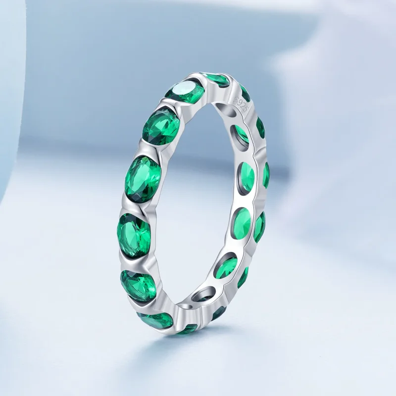 (kép) Pandora stílusú teljesen pácolt zöld spinel gyűrű - BSR432 - Megtekintés 2