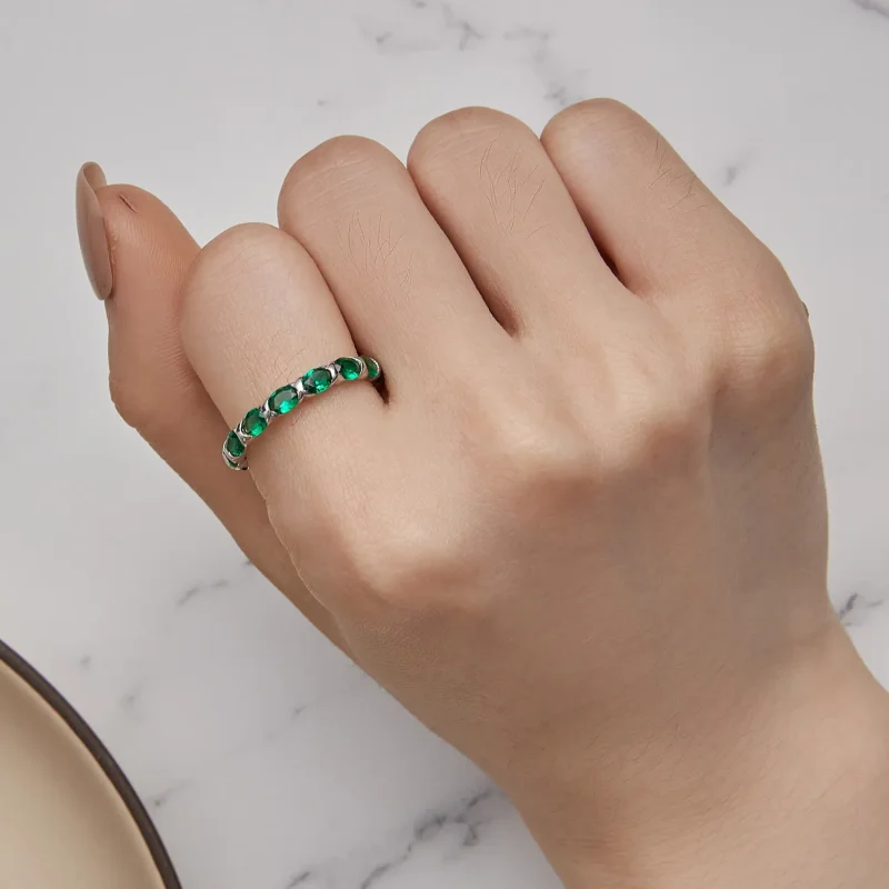 (kép) Pandora stílusú teljesen pácolt zöld spinel gyűrű - BSR432 - Megtekintés 5