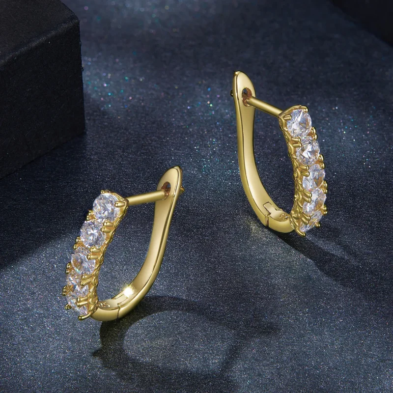 (kép) Pandora stílusú U-alakú moissanite mintás fülbevaló - MSE011-B - Megtekintés 3