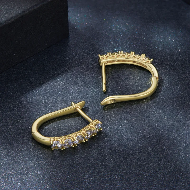 (kép) Pandora stílusú U-alakú moissanite mintás fülbevaló - MSE011-B - Megtekintés 4