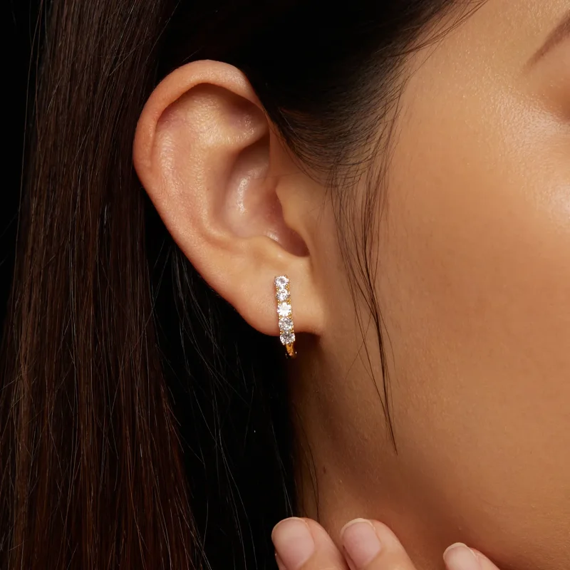 (kép) Pandora stílusú U-alakú moissanite mintás fülbevaló - MSE011-B - Megtekintés 5