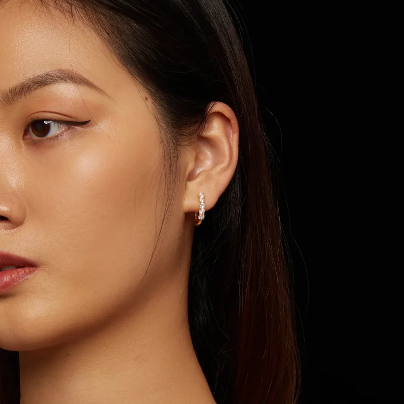 (kép) Pandora stílusú U-alakú moissanite mintás fülbevaló - MSE011-B - Megtekintés 6