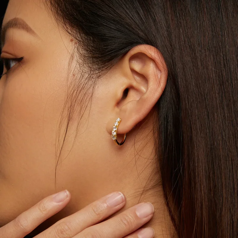 (kép) Pandora stílusú U-alakú moissanite mintás fülbevaló - MSE011-B - Megtekintés 7