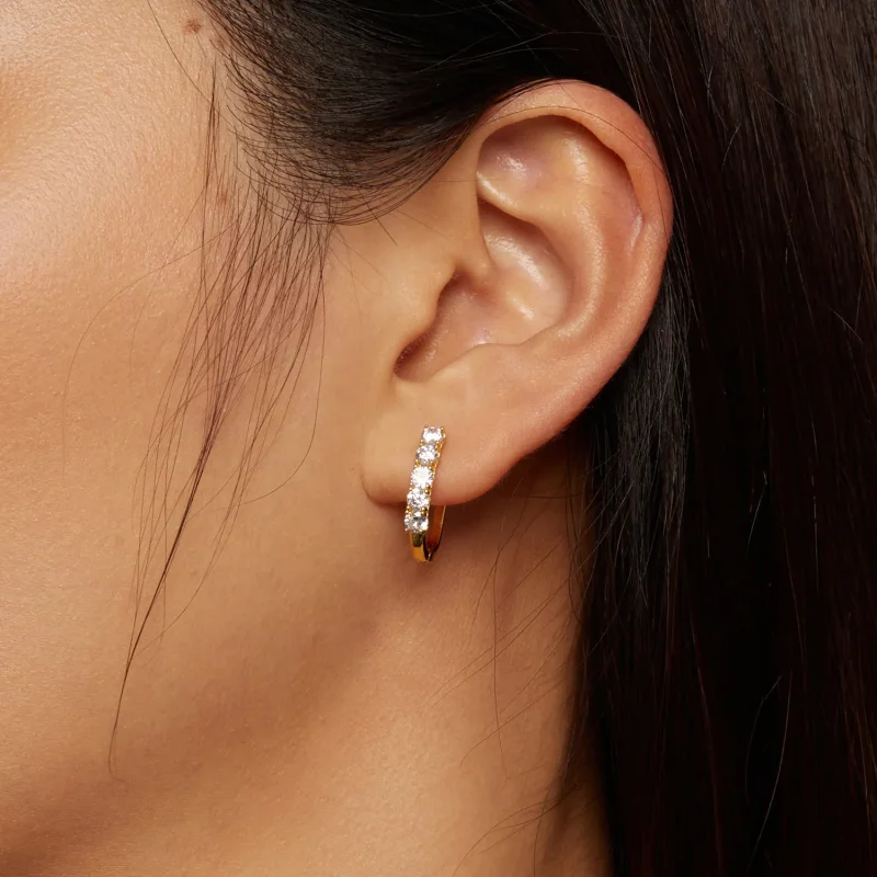 (kép) Pandora stílusú U-alakú moissanite mintás fülbevaló - MSE011-B - Megtekintés 8