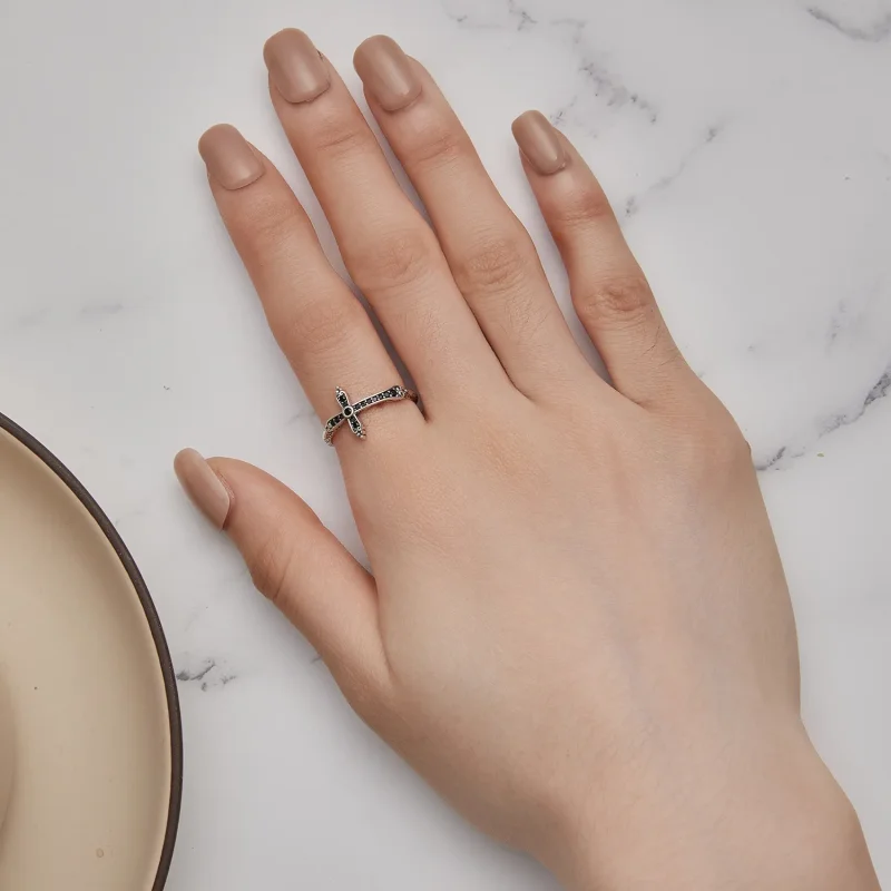 (kép) Pandora stílusú Vintage Kereszt Gyűrű - SCR930 - Megtekintés 6