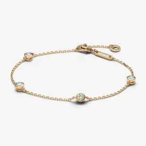 (kép) Pandora Era Bezel Lab-grown Diamond Station Chain Bracelet 0.40 carat tw 14k Gold - 553122C01