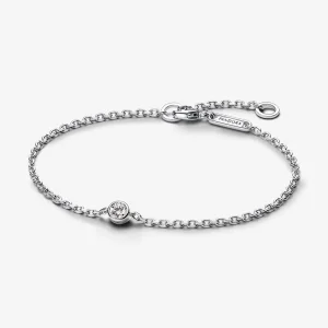 Pandora Era Lab-grown Diamond Bezel Chain Bracelet 0.15 carat tw Sterling Silver - 592847C01 (kép) Pandora Era Lab-grown Diamond Bezel Chain Bracelet 0.15 carat tw Sterling Silver - 592847C01