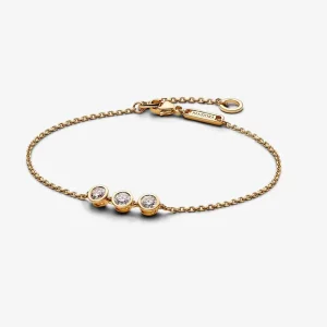 (kép) Pandora Era Lab-grown Diamond Triple Bezel Chain Bracelet 0.45 carat tw 14k Gold - 552848C01