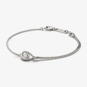 (kép) Pandora Infinite Lab-grown Diamond Double Chain Bracelet 0.50 carat tw 14k White Gold - 552033C01