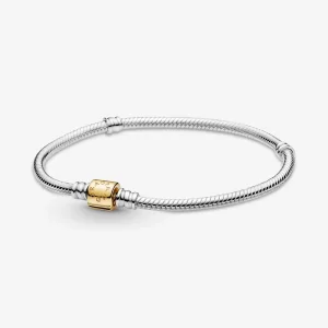 Pandora Moments kéttónusú hengerkapcsos kígyólánc karkötő - 599347C00 (kép) Pandora Moments kéttónusú hengerkapcsos kígyólánc karkötő - 599347C00