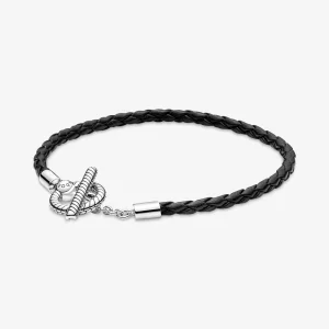 Pandora Moments T-kapcsos fonottbőr karkötő - 591675C01 (kép) Pandora Moments T-kapcsos fonottbőr karkötő - 591675C01
