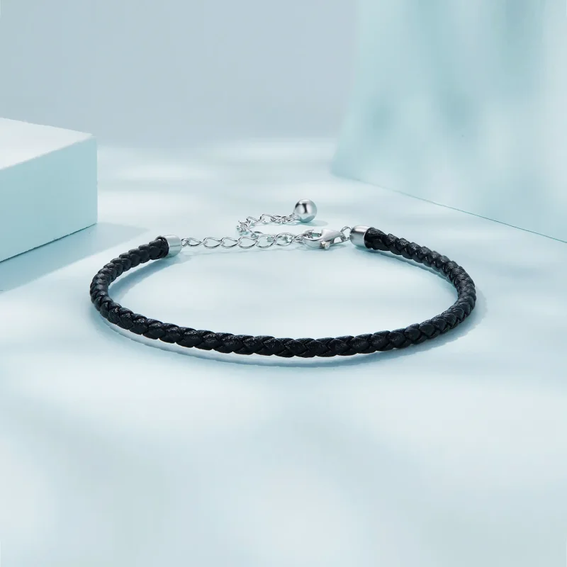 (kép) PANDORA típusú Fonottbőr karkötő Egyszerű - SCB243-BK - Megtekintés 2