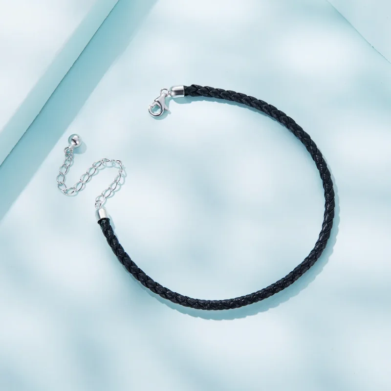 (kép) PANDORA típusú Fonottbőr karkötő Egyszerű - SCB243-BK - Megtekintés 3
