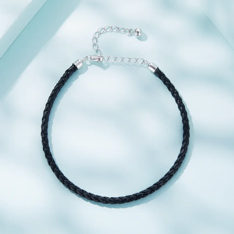 (kép) PANDORA típusú Fonottbőr karkötő Egyszerű - SCB243-BK - Megtekintés 4