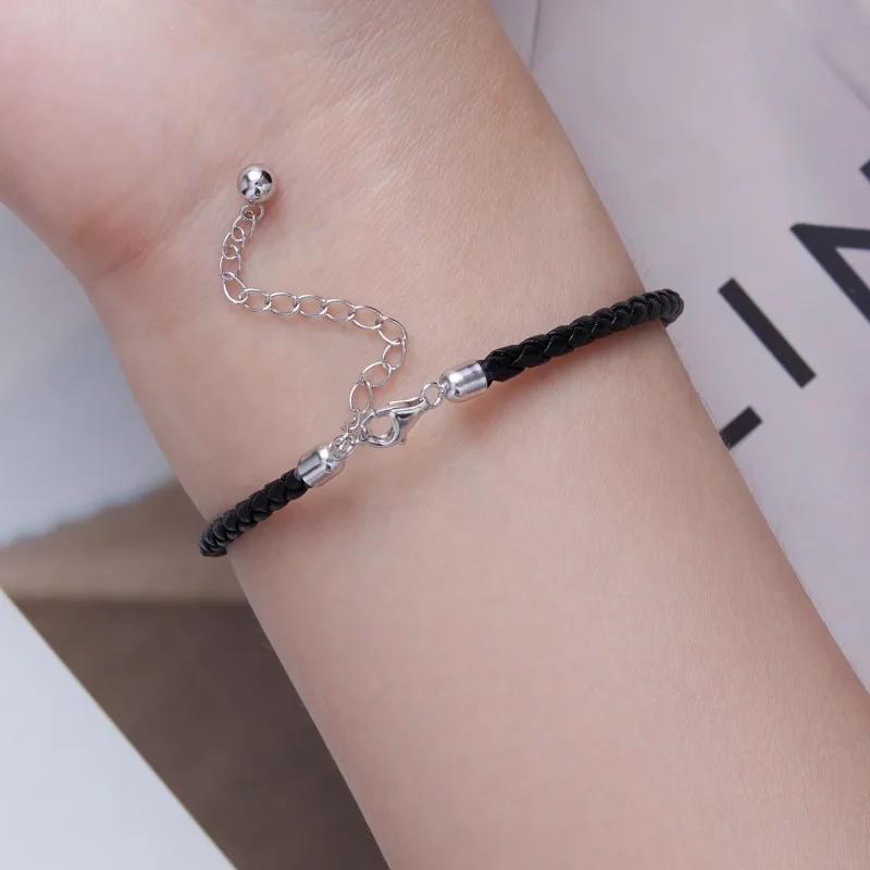 (kép) PANDORA típusú Fonottbőr karkötő Egyszerű - SCB243-BK - Megtekintés 6