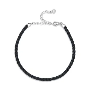 PANDORA típusú Fonottbőr karkötő Egyszerű - SCB243-BK (kép) PANDORA típusú Fonottbőr karkötő Egyszerű - SCB243-BK
