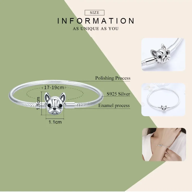 (kép) PANDORA típusú karkötő aranyos bulldog - SCB075 - Megtekintés 4