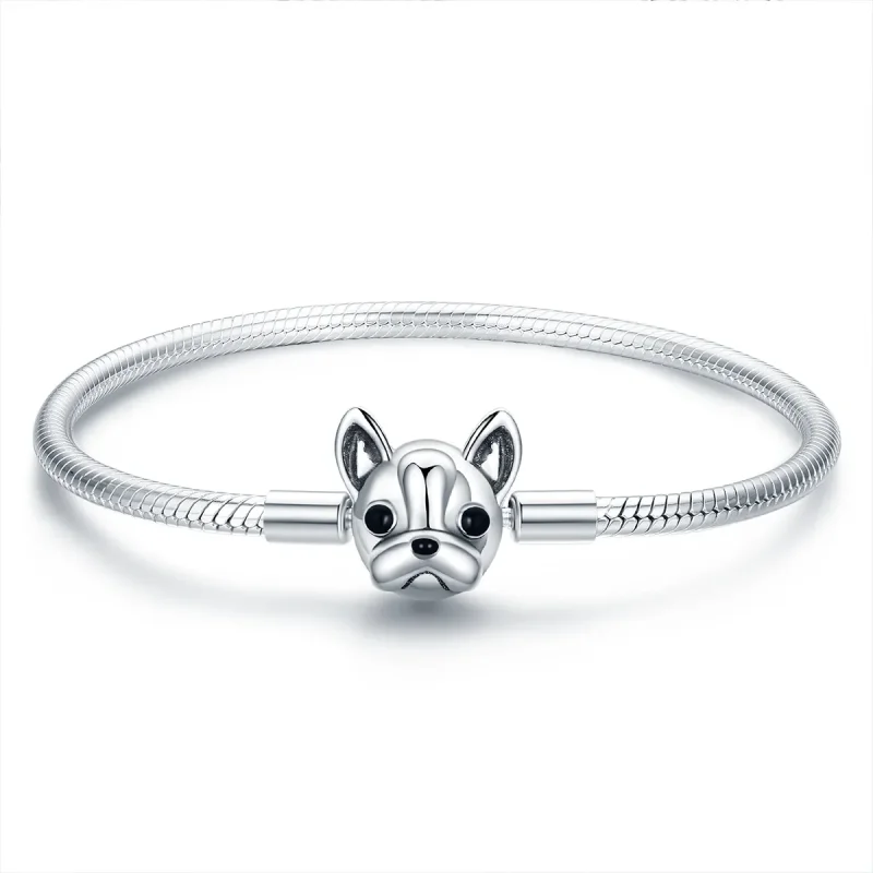 (kép) PANDORA típusú karkötő aranyos bulldog - SCB075