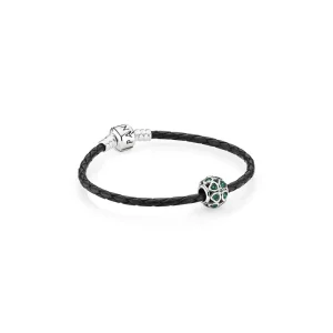 PANDORA fonottbőr karkötő, Lóhere gyöngyös (kép) PANDORA fonottbőr karkötő, Lóhere gyöngyös