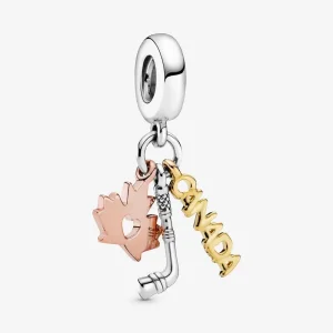 (kép) Pandora Canada, Maple Leaf & Hockey Stick Dangle Charm - 798996C00