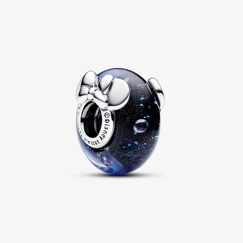 (kép) Pandora Disney Mickey egér és Minnie egér kék muranói üveg charm - 792958C01