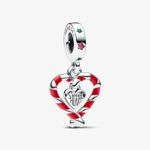 (kép) Pandora Dupla cukorpálca szív karácsonyi függő charm - 792822C01