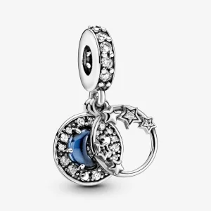 (kép) Pandora Kék égbolt, félhold és csillagok függő charm - 799216C01