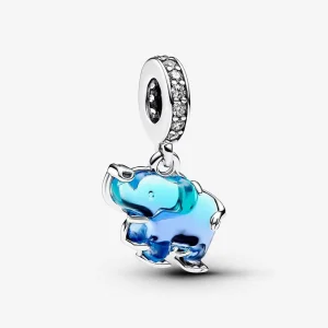 Pandora Kék muranói üveg elefánt függő charm - 793339C01 (kép) Pandora Kék muranói üveg elefánt függő charm - 793339C01