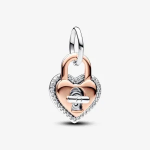 Pandora Kéttónusú elfordítható szív lakat dupla függő charm - 783079C01 (kép) Pandora Kéttónusú elfordítható szív lakat dupla függő charm - 783079C01