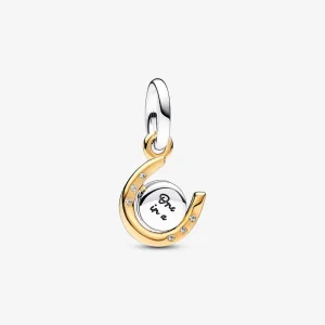 Pandora Kéttónusú forgó lemezes szerencsepatkó függő charm - 762713C01 (kép) Pandora Kéttónusú forgó lemezes szerencsepatkó függő charm - 762713C01