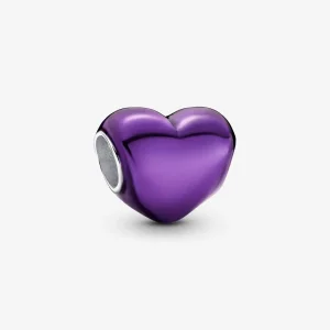 (kép) Pandora Metál hatású lila szív charm - 793337C01