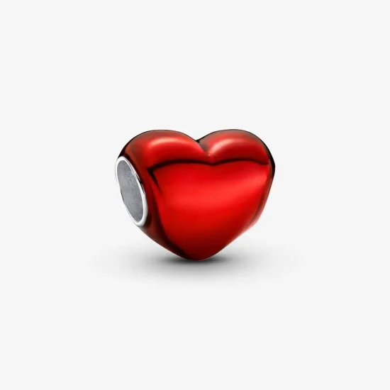 (kép) Pandora Metál hatású piros szív charm - 793337C02