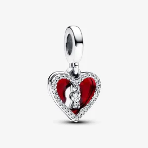 (kép) Pandora Piros szív és kulcslyuk dupla függő charm - 793119C01