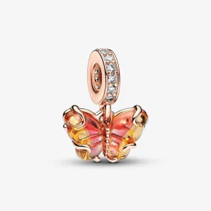 Pandora Rózsaszín és sárga muranói üveg pillangó függő charm - 782698C01 (kép) Pandora Rózsaszín és sárga muranói üveg pillangó függő charm - 782698C01