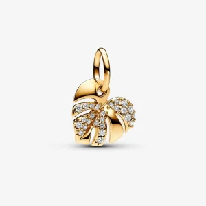 Pandora Szikrázó könnyezőpálma-levél függő charm - 763349C01 (kép) Pandora Szikrázó könnyezőpálma-levél függő charm - 763349C01