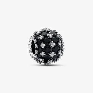 (kép) Pandora Szikrázó pavé fekete kerek charm - 792630C04