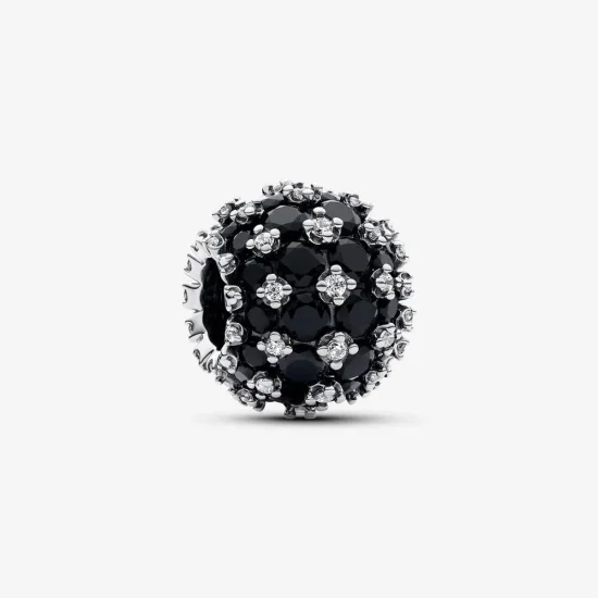 (kép) Pandora Szikrázó pavé fekete kerek charm - 792630C04