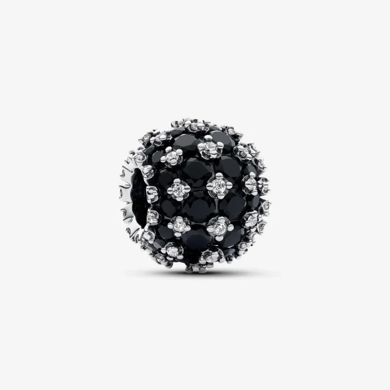 (kép) Pandora Szikrázó pavé fekete kerek charm - 792630C04