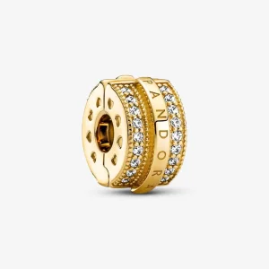 Pandora Szikrázó pavé vonalak és logó klip charm - 769042C01 (kép) Pandora Szikrázó pavé vonalak és logó klip charm - 769042C01