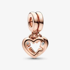 Pandora Testvéri összetartás kétrészes szív függő charm - 789538C01 (kép) Pandora Testvéri összetartás kétrészes szív függő charm - 789538C01