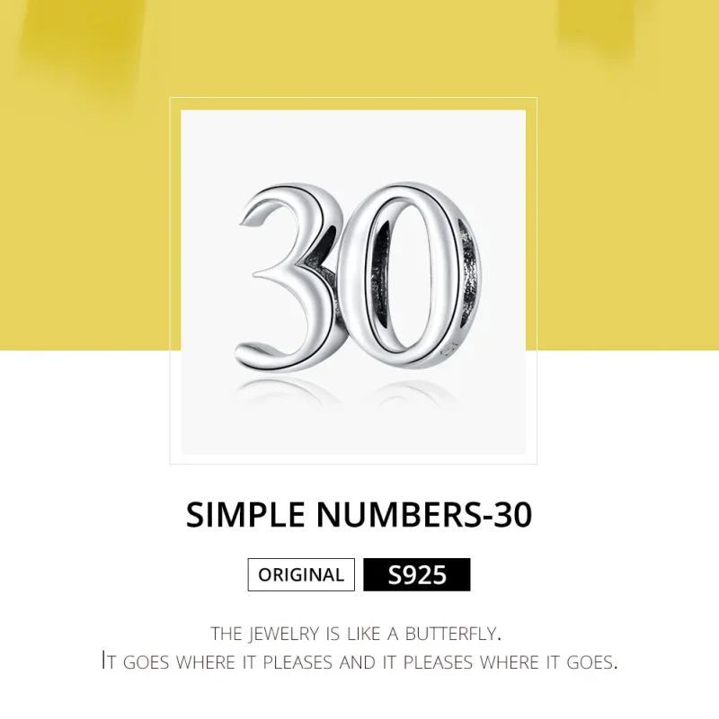 (kép) PANDORA típusú 30. születésnap charm - SCC1622 - Megtekintés 6